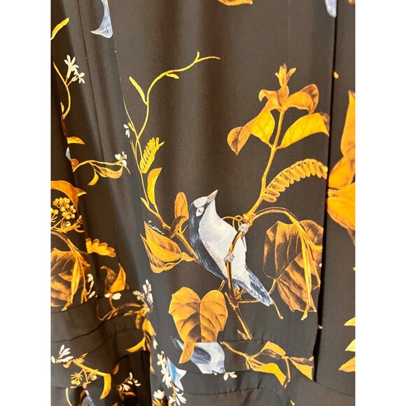 ERDEM  Black Cecilia Birds Pintuck Midi Dress Size US 2 - Picture 5 of 10